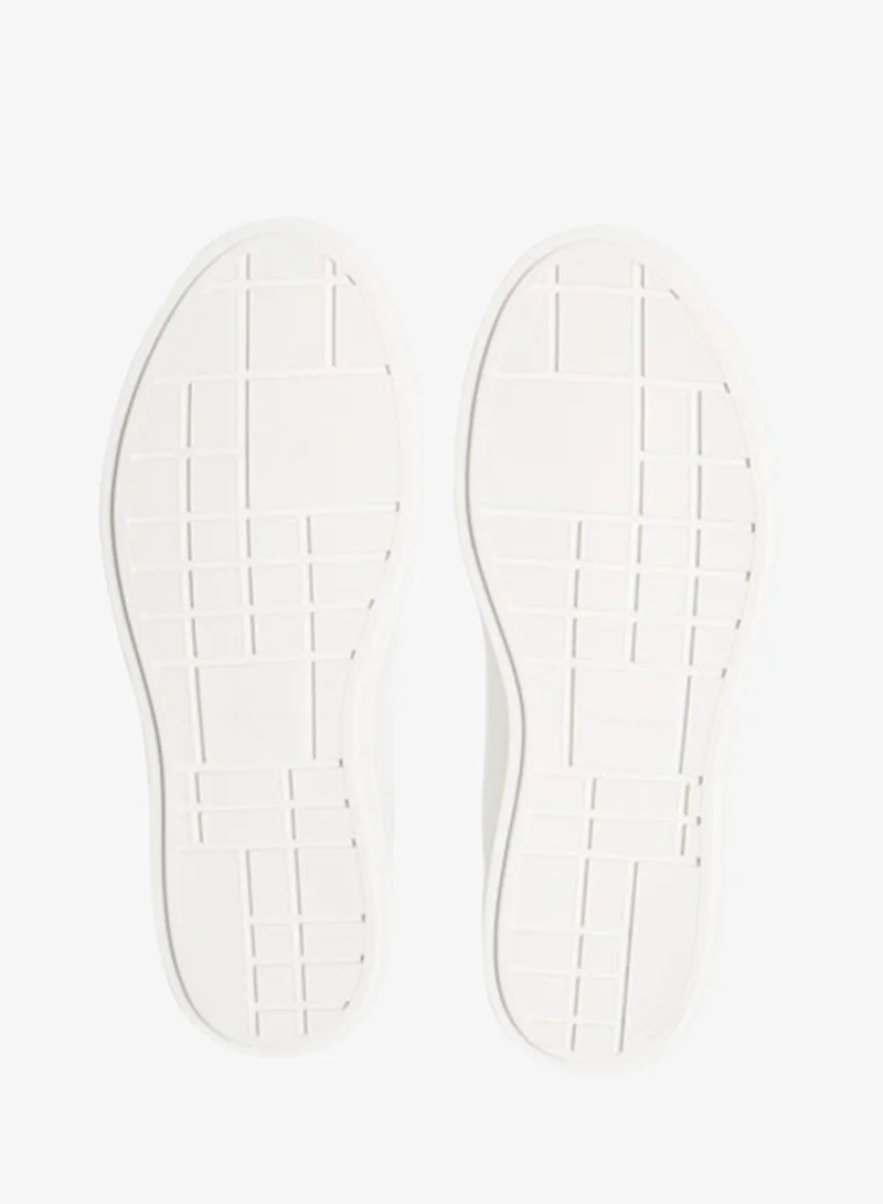 Calvin Klein Bright White/Black Brooke - Leather Signature Logo Trainers for Women | Best Price UAE